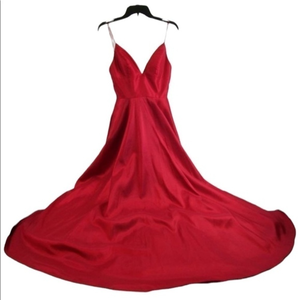 Sequin Hearts Red Front Split Side Pockets Sz 9 D… - image 8